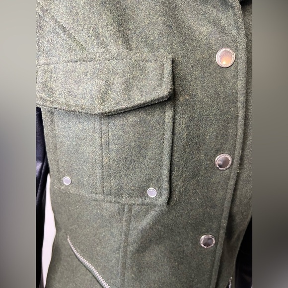 Jou Jou faux leather fleece military jacket punk festival studded medium EUC - Picture 5 of 11